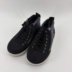 NWOT Billy Classic DR High II Girls US 3XW Black Leopard Wraparound Zip Shoes